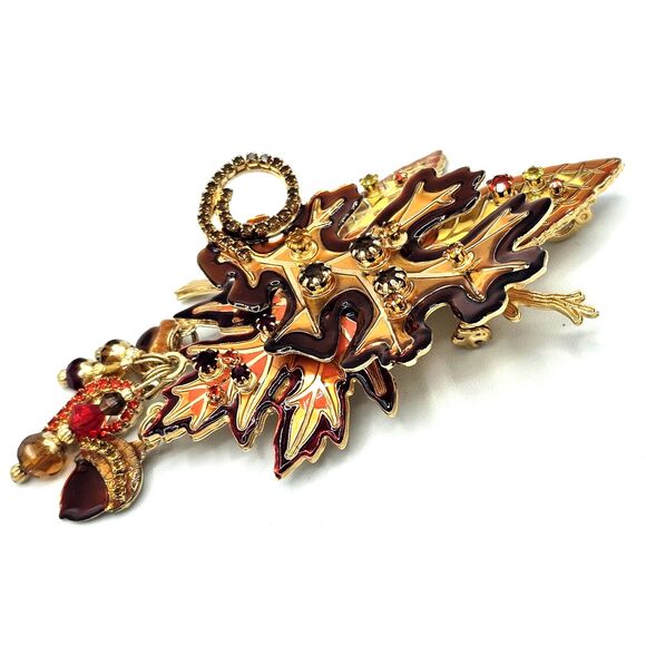 Lunch At The Ritz Autumn Leaf Brooch RARE VTG Enamel Leaves Pendant LATR 2GO Pin - Picture 16 of 16